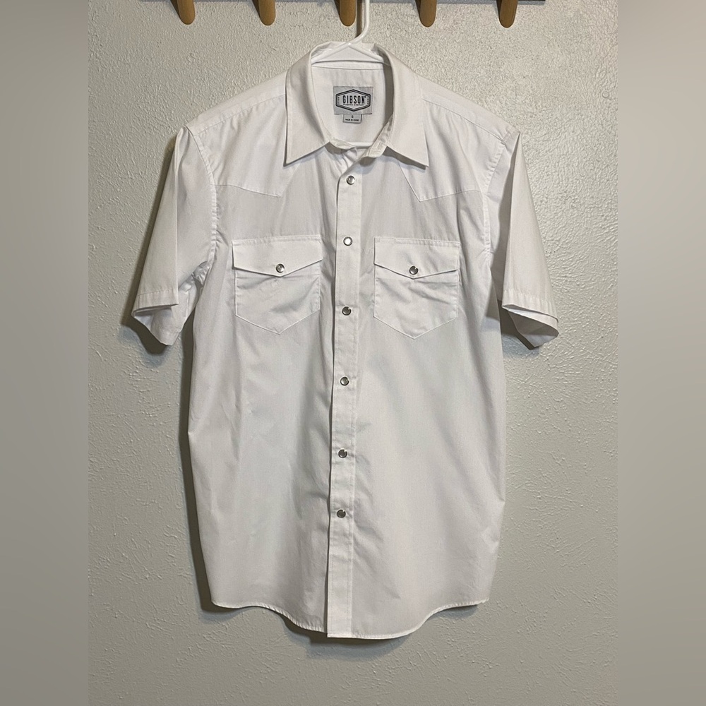 Gibson Trading Co - Men’s Western Pearl Snap Short Sleeve Shirt - White - S
